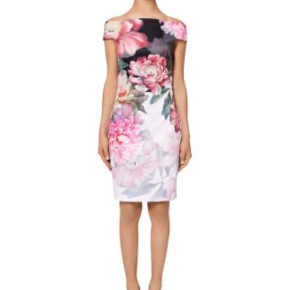 Ted Baker London Off-Shoulder Floral Midi Dress - Picture 1 of 6